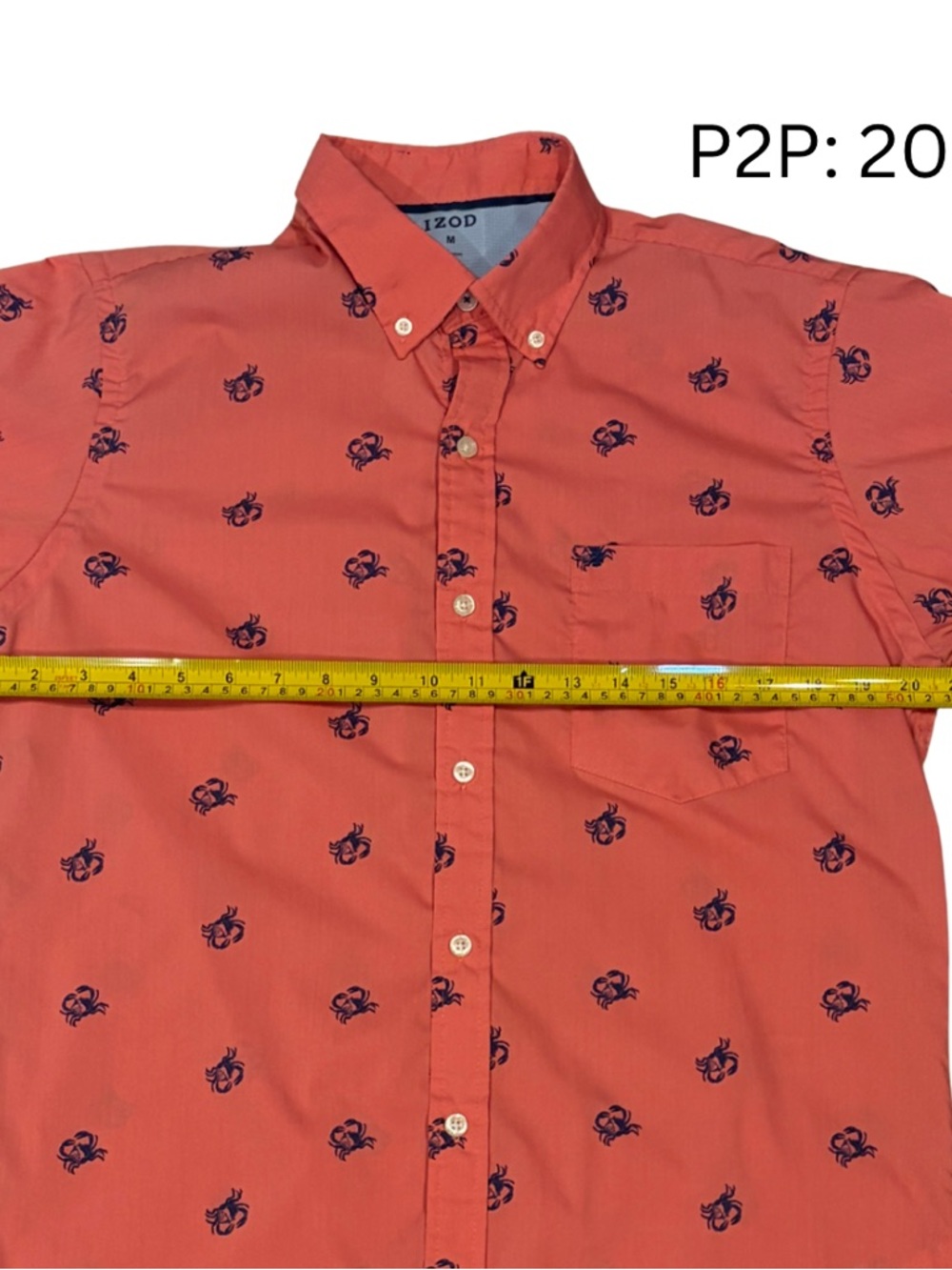 IZOD Men’s Crab Motif Button Down Shirt – Size M - Picture 5 of 9